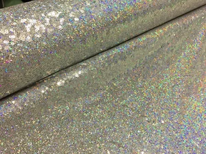 3mm Sequin Fabric Material Stretch Sparking Paillette 120cm Wide Silver Hologram - Picture 1 of 7