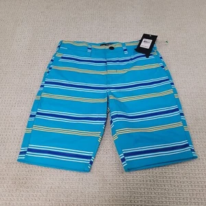 Hurley Shorts Youth Boys 16 Blue Striped Khaki Chino Flat Front Casual NWT - Picture 1 of 17