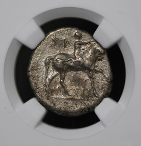 Calabria Taras C302-280 BC AR Didrachm ~ NGC Choice XF ~ Strike 4/5 Surface 2/5 - Picture 1 of 5