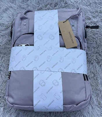 Mochila para portátil Kroser gris rosa se adapta a portátil de hasta 17,3" con puerto de carga USB Foto 1 de 3