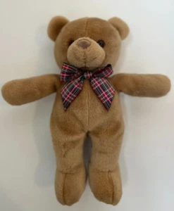 Gund Vintage Plush Bo Bear Teddy 5030 Brown Stuffed Animal Plaid Bow 10 Inch - Picture 1 of 3