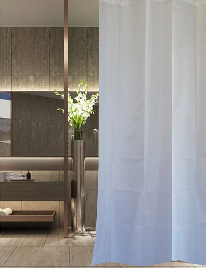 White shower curtain thicker weighted bottom waterproof + rings - image 1 of 1