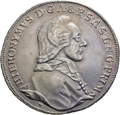 FITZ RDR Salzburg Hieronimus Count of Colloredo 1772-1803 1/2 Thaler 1778 °TCH454 - Image 1 of 2