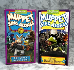 2 Lot Henson Muppet Sing Alongs VHS - Billy Bunny's Animal Songs Treasure Island - Imagen 1 de 24