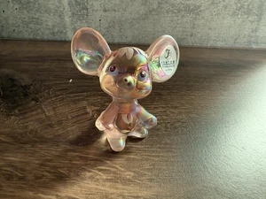 FENTON GLAS 1997 ROSA CHAMPAGNER handbemalt signiert BLUMEN MAUS FIGUR - Bild 1 von 4