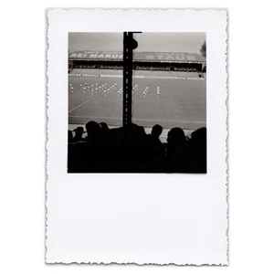 Vintage 1950s Football Stadium Photo Crowd View Black & White Field Snapshot - Bild 1 von 2