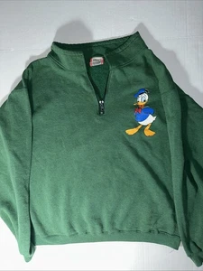 Vintage Donald Duck Quarter Zip Mens M Green Mickey Inc Disney Made In USA - Picture 1 of 11