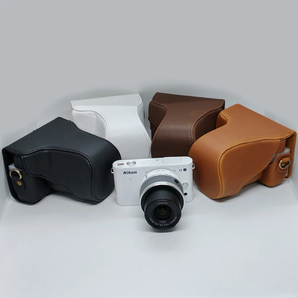 Leather case for Nikon J1 J2 With 10-30mm / 30-110mm Lnes Camera bag Grip Strap - Image 1 of 1