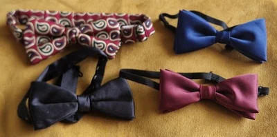 Bundle X 4 Bow Ties Black Navy Burgundy & Patterned Good Condition  - Image 1 of 4