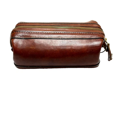 VINTAGE Utility-Kit Leather Bag Mens Brown Leather Travel Case 12" Pouch - Image 1 of 4