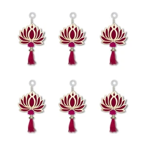 Lotus Hanging Decoration Items | Pack of 6 Pink Lotus Decoration Items for Home - Picture 1 of 3