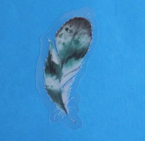 Schöne bunte Feder transparente Aufkleber 2,38" x 1,18" (B) - Bild 1 von 2