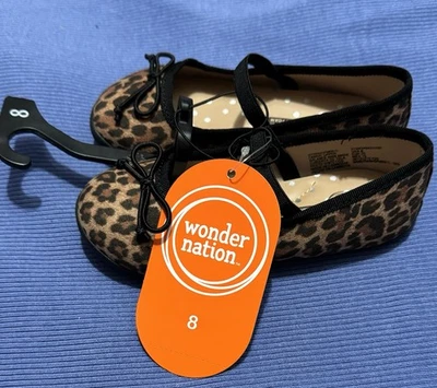 Wonder Nation Girls Cheetah Print Bow Ballet Flats SZ 8 NWT Shoes Memory Foam  - Image 1 of 4