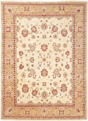 9x12 Handmade Wool Rug Ivory Red Oushak Rug Transitional Floral Area Rug - Image 1 of 4