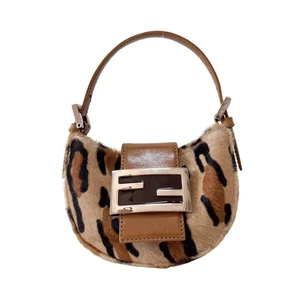 FENDI Mini Croissant Leopard Print Pony Hair Bag - Picture 1 of 10