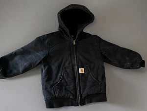 Carhartt Jacket Boys S 7/8 Black Canvas Bomber Barn Work Chore Coat Youth Kids - Picture 1 of 9