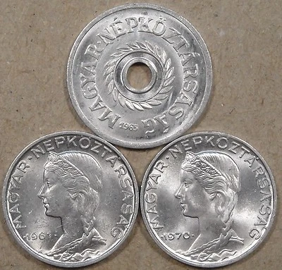 Hungary 3 coins 1965 Two Filler, 1961 + 1970 Five Filler BU - Image 1 of 2