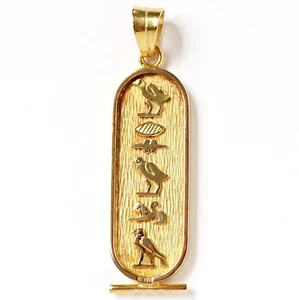 Anhänger 18 Karat 750 Gold 8,32 g Ägypten Kartusche Hieroglyphen beidseitig - Picture 1 of 3