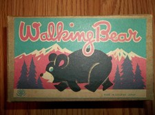 VINTAGE Occupied Japan Wind Up "WALKING BEAR" Toy Original Box with Key & Label