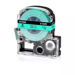 1PK Etiqueta Negra sobre Verde 1/2" Compatible para Cinta K-Sun 212BG Epson 212BGPX PX - Imagen 1 de 8