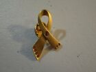 Breast cancer awareness Society golden ribbon with pink stones lapel pin