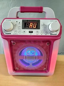Máquina de canto ranura rosa mini karaoke discoteca espectáculo de luces altavoz Bluetooth - Imagen 1 de 12