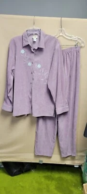 Teddi Sport винтажный Styler 2 изделия брюки костюм женщин размер 18 цвет: сиреневый. замша. - Изображение 1 из 4