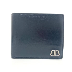 BALENCIAGA 779971 BB logo Bi-fold Folded wallet Leather Black/SilverHardware - Picture 1 of 12