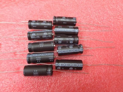 DAEWOO  SMOOTHING CANS 1000uF 10V Axial Electrolytic Capacitors AUDIO USE x6pcs - image 1 of 2