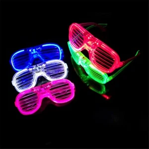 LED Glasses Light Up Shutter Shades Sunglasses Glow In The Dark Neon Party Toys - Picture 1 of 15