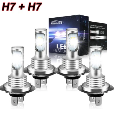 For Mercedes-Benz C250 C300 C350 White LED Headlight High Low Beam Bulbs KIT x4 - Image 1 of 4