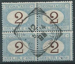 1870-74 REGNO USATO SEGNATASSE 2 LIRE QUARTINA - W141 - Picture 1 of 1