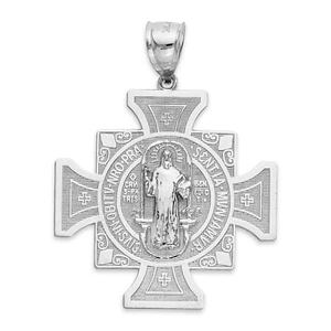 925 Sterling Silver Saint Benedict Pendant, San Benito Medal - Picture 1 of 5