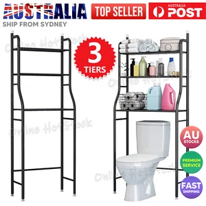 3Tier Over Toilet Bathroom Rack Storage Stand Shelf Organizer Wash Machine Steel - Picture 1 of 9