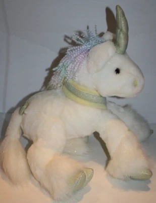Peluche blanco unicornio de la Commonwealth 12" hilo pastel iridiscente melena relleno 2001 Foto 1 de 4