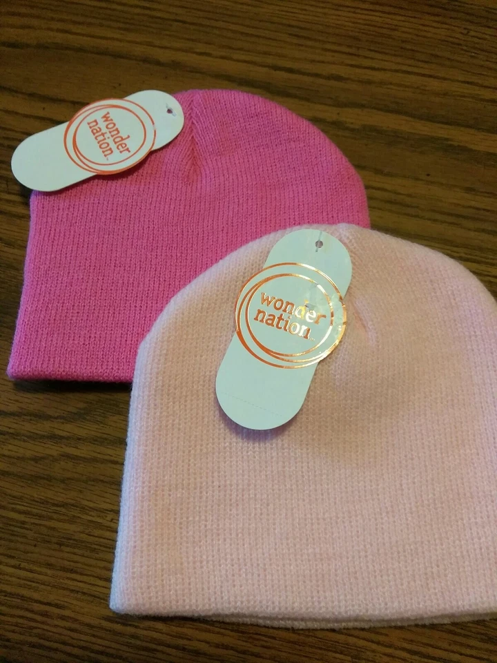 Brand New Wonder Nation Girl's Toddler 2Pc. Knit Pink Hats One Size - Image 1 of 1