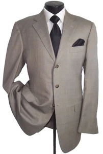 @ Belvest Solid Taupe 3 Buttons Side Vents Wool Jacket Coat 44 L - Picture 1 of 9