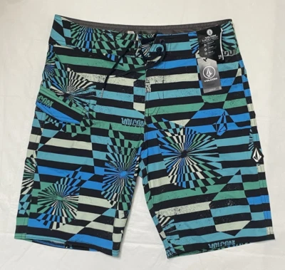 Volcom Mod-Tech Board Shorts Boys Size 29 (18) Mod Stone Stripe NWT - Image 1 of 4