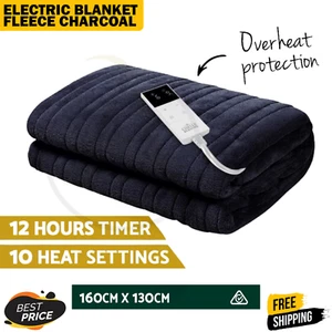 Giselle Electric Throw Rug Heated Blanket Washable Snuggle Flannel Winter Charc - Picture 1 of 8
