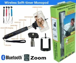 Wireless Bluetooth Mobile Phone Telescopic Camera Holder Black Selfie Stick