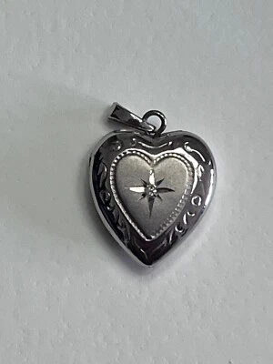 Dije medallón corazón oro rosa 14k diamante 0,01 Foto 1 de 4