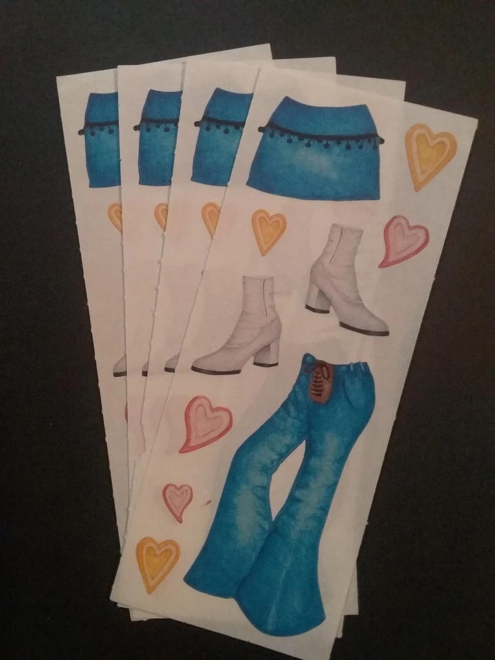 Creative Memories ~ Лот из четырех студийных наклеек ~ 2 «x 5» хиппи одежды - Изображение 1 из 1