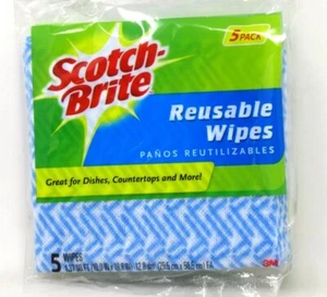 Scotch-Brite Toallitas Reutilizables Multiusos Húmedas o Secas Azul y Blanco Paquete de 5 - Imagen 1 de 2