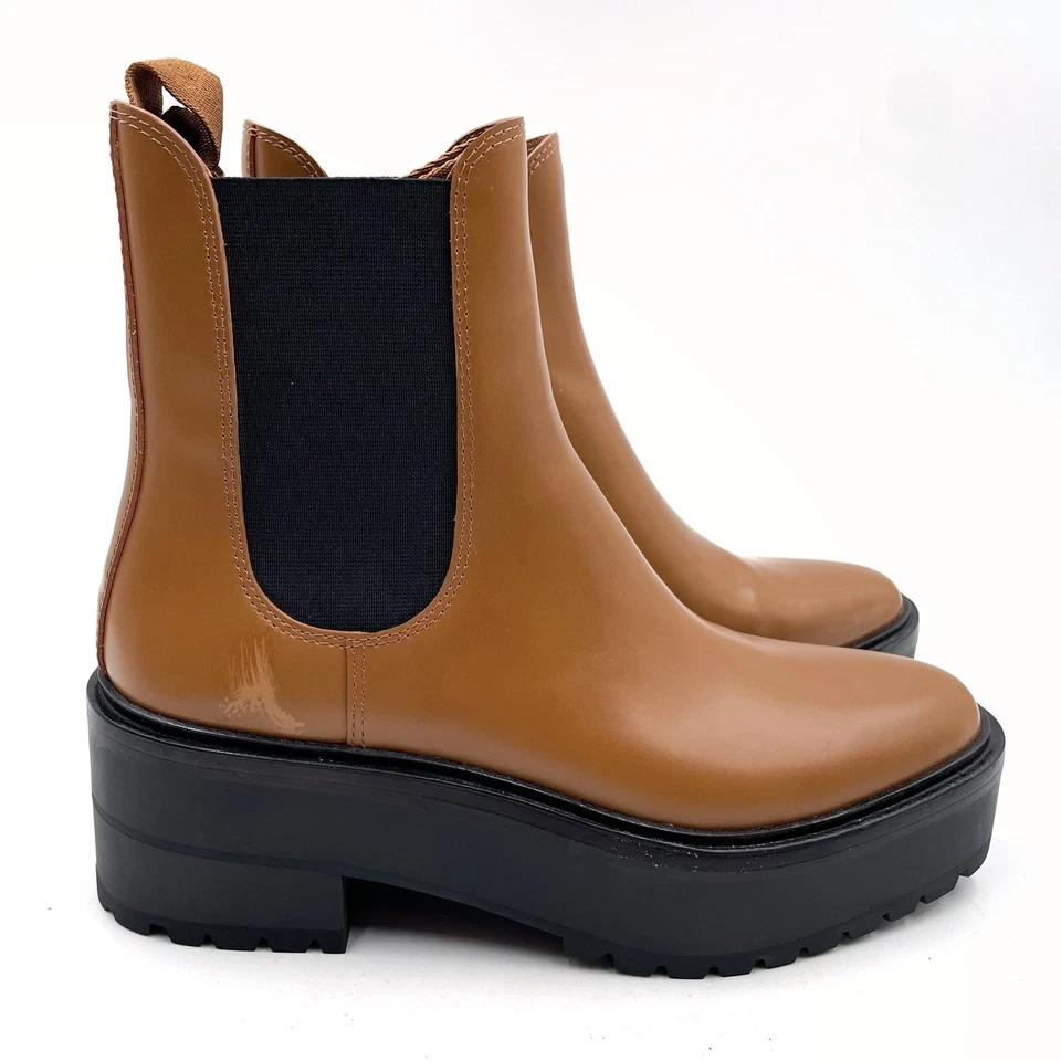 Loeffler Randall Reggie Chelsea Bota Plataforma Safari Cuero Marrón Tobillo Talla 7.5 Foto 1 de 4