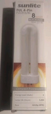 Sunlite FUL8T6/BL 8-watt FUL CFL Light Bulb, GX10q Base, Black Light SHIPS FREE - Image 1 of 4