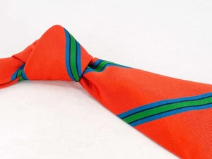 Corbata de seda Paul Fredrick naranja verde a rayas para hombre nueva sin etiquetas corbata de diseñador EE. UU. - Imagen 1 de 5