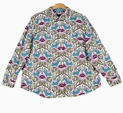 Talbots Women Sz XL Floral Cotton Shirt Button Down Long Sleeve Colorful - Image 1 of 4
