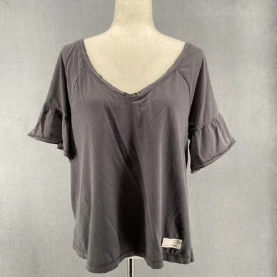 Camiseta Top Mujer Odd Molly Cuello en V Manga Volantes 2/M Gris Mariposa Algodón Foto 1 de 4