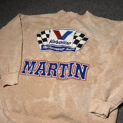 Sudadera De Colección Nascar Para Hombre Grande Teñida de Rosa Valvoline Racing Mark Martin Y2K Foto 1 de 4
