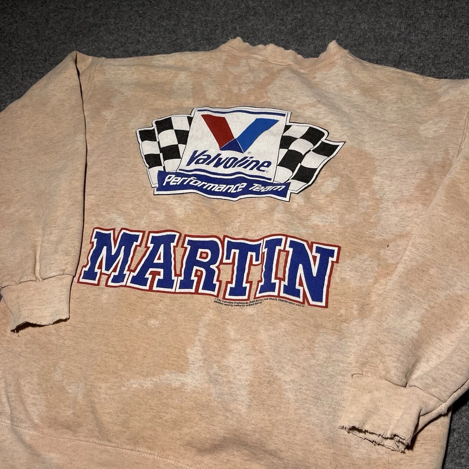 Sudadera De Colección Nascar Para Hombre Grande Teñida de Rosa Valvoline Racing Mark Martin Y2K Foto 1 de 4